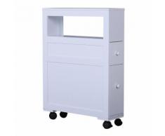 Mobiletto Da Cucina In Legno Con Ripiano E 2 Cassetti Posate Bianco 16x52x66 Cm Benzoni