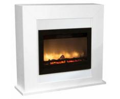 Camino Elettrico Da Pavimento Effetto Fiamma 1800w Ruby Fires Adra Flandria Bianco