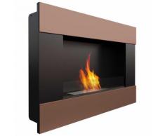 Camino A Bioetanolo Da Parete 90x65,2x19,8cm Con Vetro Flig Boston Bronzo