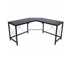 Scrivania Da Ufficio Grande Ad Angolo In Metallo E Mdf 150x150x76 Cm Benzoni Nera