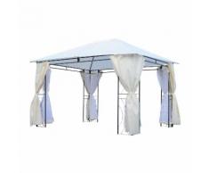 Gazebo Da Giardino Impermeabile Con Zanzariere In Poliestere E Ferro Crema 3x4m Miozzi