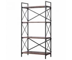 Libreria Scaffalatura A 4 Ripiani In Acciaio E Legno 80x40x160 Cm Benzoni