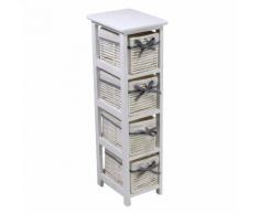 Cassettiera In Legno 4 Cassetti 22x28h81cm Adami Hilary Bianca...