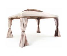 Gazebo Da Giardino 3x3 M In Alluminio Con Tende My Garden Cipro Ecrù