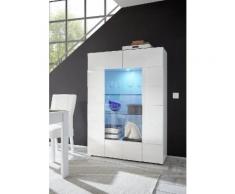 Vetrina Mobile Soggiorno 2 Porte In Melamina 121x42x166cm Tft Chequers Bianco