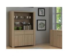 Vetrina MARTIAL - 2 ante e 2 cassetti - MDF - Colore: Quercia