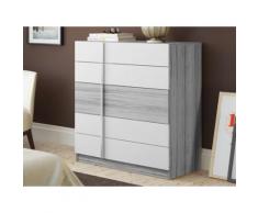 Comò BODIL - 5 cassetti - Grigio e bianco