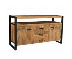 Credenza HARLEM - 2 ante e 3 cassetti - Legno di mango e metallo