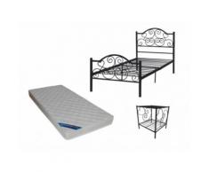 Pacchetto CAMERA bambini LEYNA - letto 90x190 cm + materasso e comodino - Nero