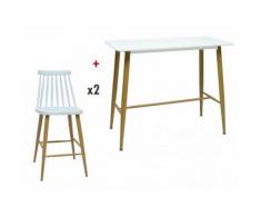 Pacchetto sala da pranzo: Set tavolo alto + 2 sgabelli DAGMAR - Bianco