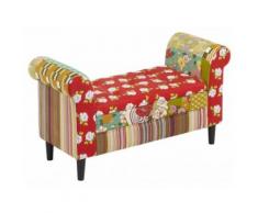 Cassapanca patchwork con toni rossi e verdi - SPANIA