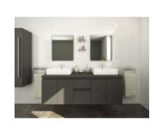 Mobili da bagno LAVITA II sospesi doppio lavabo e specchi - Grigio