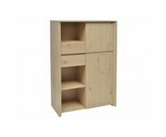 Credenza alta KOUVOLA - 1 anta e 2 cassetti - Colore: Quercia