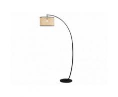 Lampada da terra arco intrecciato NEIROBI - stile etnico - Ferro e giunco - 105x40x195 cm - Nero e naturale