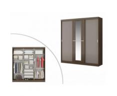 Armadio DIDDA - 3 porte scorrevoli - L 205 cm - Marrone e taupe