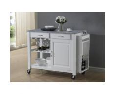 Carrello portavivande OWEN - 1 sportello e 2 cassetti - Hevea e granito