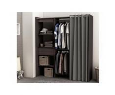 Armadio dressing estensibile KYLIAN - L 114/168 cm - Marrone e grigio