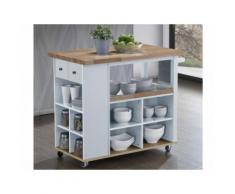 Carrello HANNAE - 2 cassetti e 1 scaffale - Hevea - Bianco e Quercia
