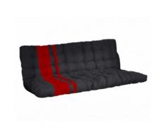 Futon MODULO speciale divano letto - 135x190 cm - Nero e rosso