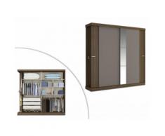 Armadio ADALRIK - 2 ante scorrevoli - Con specchio - L231 cm - Marrone e taupe