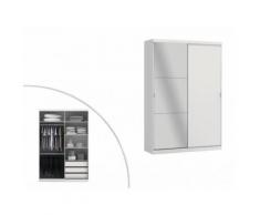 Armadio EINAR con specchio - 2 ante - L 160 cm - Bianco