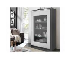 Vetrina PERCEPTION - LED - 2 ante - Grigio e Bianco