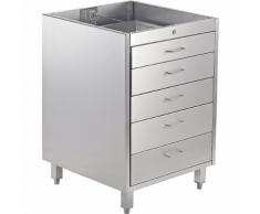 Cassettiera sottopiano, per sistema modulare in acciaio inox