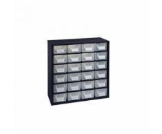 Cassettiera per magazzinaggio, alt. x largh. x prof. 387 x 366 x 173 mm, 24 cassetti in PP, ognuno con 12 scomparti con / senza divisori