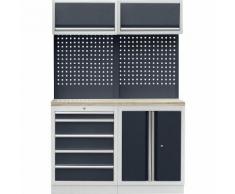 Sistema modulare da officina con armadietto con ante a battente e cassettiera, largh. x prof. 1360 x 460 mm