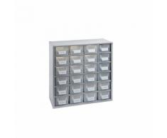 Cassettiera per magazzinaggio, alt. x largh. x prof. 387 x 366 x 173 mm, 24 cassetti in PP, ognuno con 12 scomparti con / senza divisori