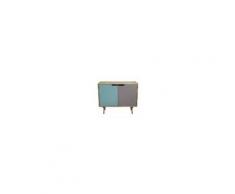 Mobiletto 2 Ante Colorate Stile Industriale Cm 80 X 35,5 X 66,8 H Per Interno Camera Cameretta Salotto Ingresso Cucina