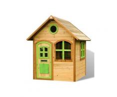 Casetta Gioco da giardino in legno con finestre e porte verdi - Axi