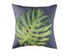 Maisons du Monde Cuscino da esterno grigio antracite con stampa foglia verde, 45x45 cm