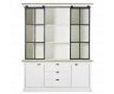 Maisons du Monde Piattaia a 4 ante in legno massello di mango bianco e vetro temperato Benodet
