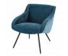 Maisons du Monde Poltrona vintage in velluto blu e metallo Joyce