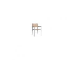 Sedia\Poltrona da esterno impilabile TESR Struttura in alluminio verniciato, doghe in legno di rovere Modello 048ALW43