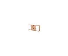 Homcom Mobiletto Credenza con Ante Cassettiera Design Scandinavo Legno Rovere Bianco 145 x 30 x 75 cm