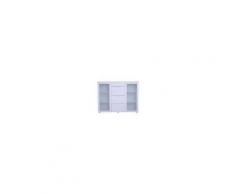 Homcom Mobile Cassettiera in Legno e Vetro, Bianco, 150x40x116.5cm