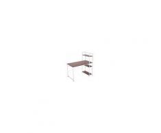Homcom Scrivania Tavolo da Ufficio con Scaffalatura, Noce e Bianco, 120x64x121cm
