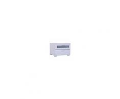 Homcom Comodino Moderno in Legno e Vetro 2 Cassetti con Maniglia, Bianco, 50x40x36,5cm