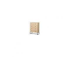 Homcom Cassettiera Cinque Cassetti Design Industrial in Legno Natual Wood e Metallo Nero