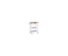Homcom Carrello da Cucina Salvaspazio a 2 Ripiani con Cassetto in Legno, Bianco, 64x39x84.5cm