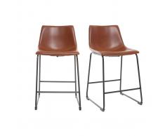 Sgabello da bar vintage PU marrone chiaro 61cm gruppo di 2 NEW ROCK