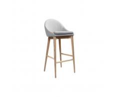 Sedia alta design legno poliestere grigio chiaro SHANA 75 cm