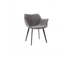 Sedia design in tessuto grigio scuro e piedi metallo nero VOLO
