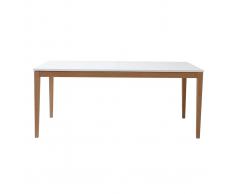 Tavolo da pranzo design allungabile bianco gambe in legno L180-260 DELAH