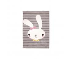 Tappeto grigio bambino motivo coniglio intrecciato 120x170cm BONNIE
