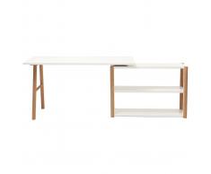 Scrivania girevole design scandinavo bianco e quercia GILDA