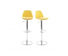 Gruppo di 2 sgabelli da bar design colore giallo STEEVY