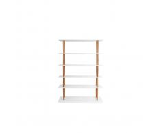 Libreria design in legno naturale e bianco 5 mensole GILDA